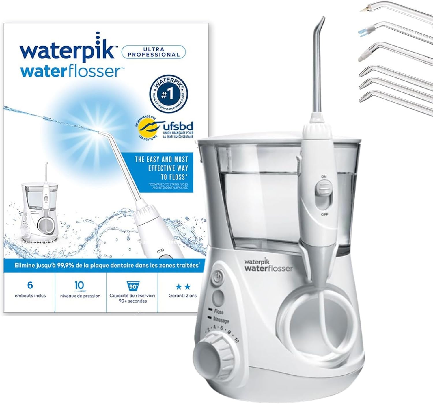 جهاز تنظيف الأسنان بالماء Waterpik Ultra Professional – 6 رؤوس – 650 مل – وضعان للتشغيل – 10 مستويات لضغط الماء