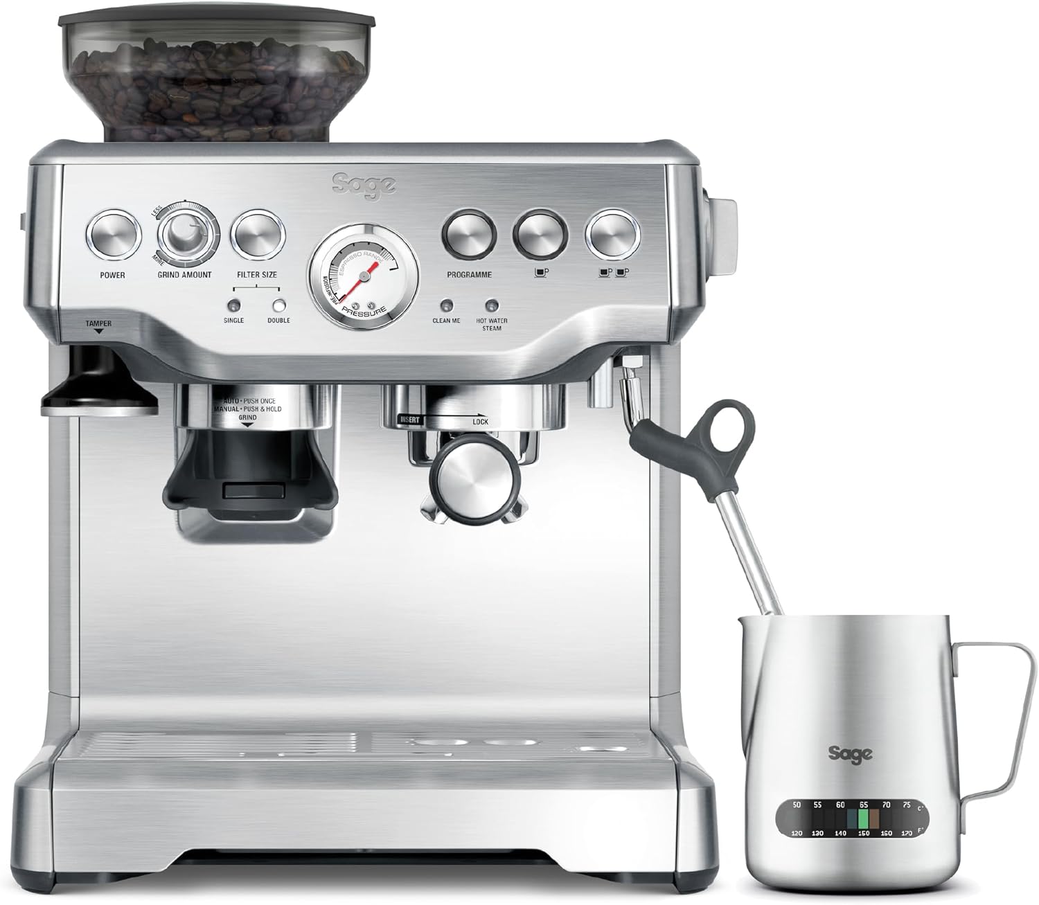 Sage The Barista Express semi-automatic coffee machines with integrated grinder, 15 bar, 1850W