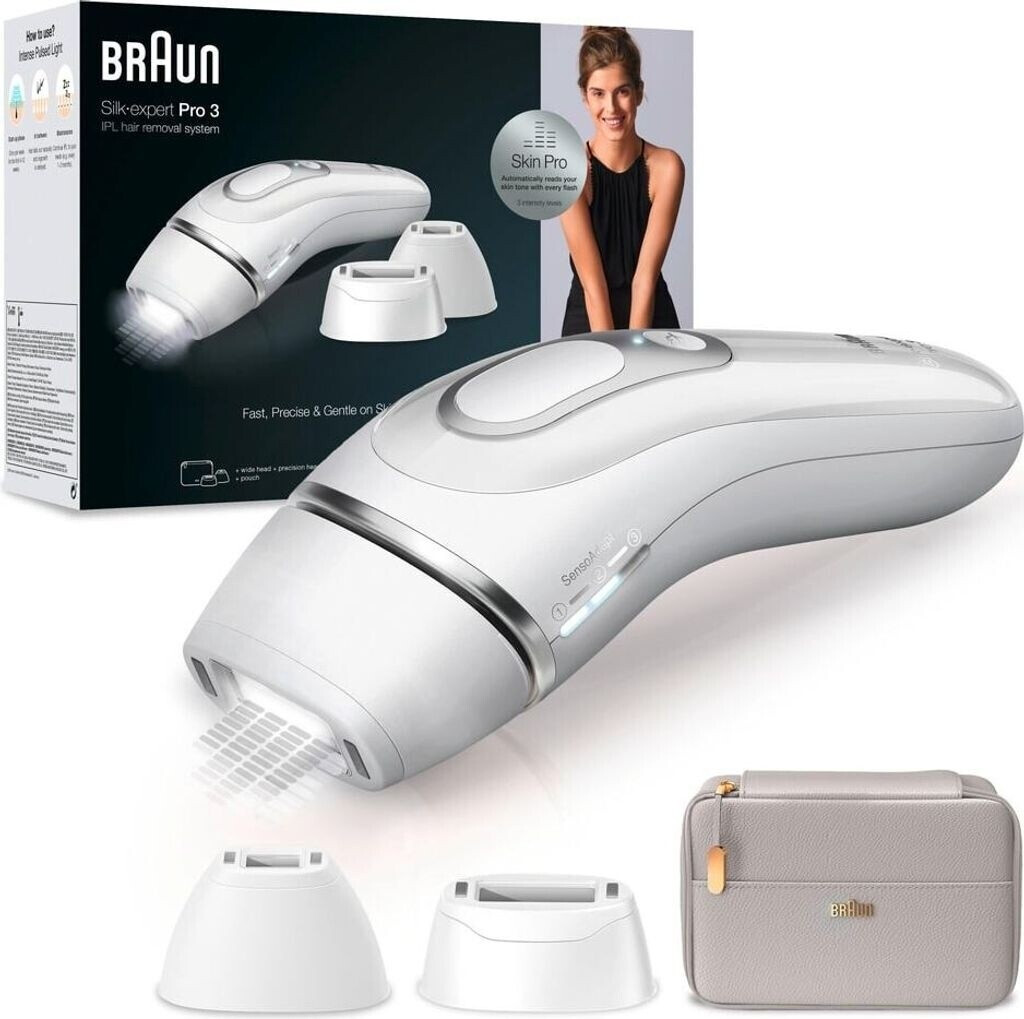 Épilateur à lumière pulsée braun Silkexpert Pro 3 PL3230 avec 3 accessoires - 300 000 flashes