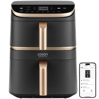 مقلاة هوائية Cosori Turbo Tower ProSmart سعة 10.8 لتر ذات طابقين